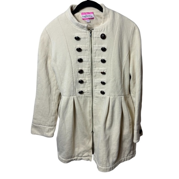 Love Dove By Punk Label Cream Ivory Military Pea Coat Size Large - Picture 2 of 5